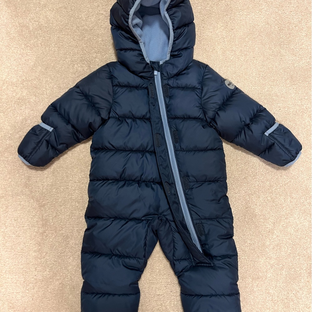 Miles the Label baby bunting, size: 12 months, color: navy.